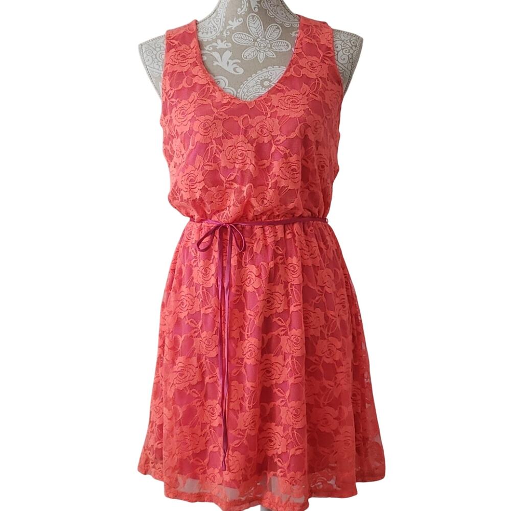Paper Doll Neon Orange Lace Dress Small